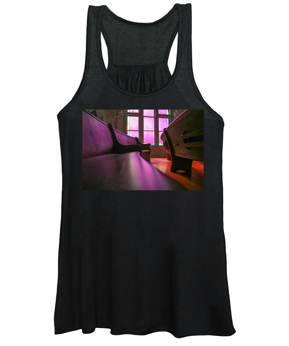 Window Women's Tank Top featuring the photograph Rose Colored Glass 2 by Jeff Mize