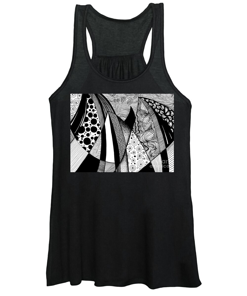 Sailing Women's Tank Top featuring the drawing Sail Away by Lynellen Nielsen