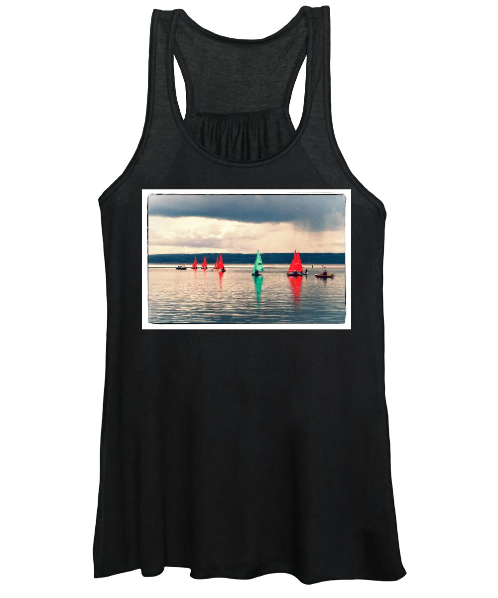 Sailboat Women's Tank Top featuring the photograph Sailing on Marine Lake a Reflection by Spikey Mouse Photography
