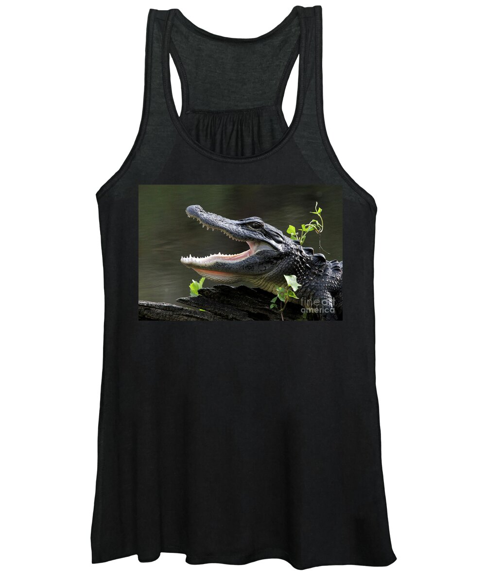American Alligator Women's Tank Top featuring the photograph Say Aah - American Alligator by Meg Rousher