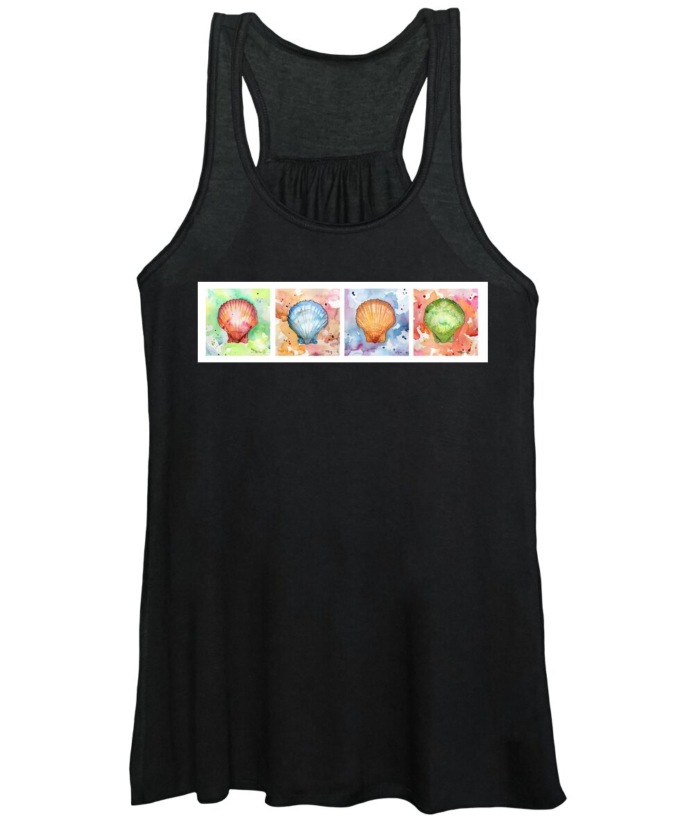 Shore Women's Tank Top featuring the painting Sea Shells in Contrast by Sean Parnell