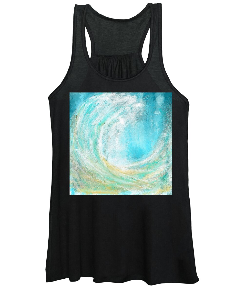 Seascapes Abstract Women's Tank Top featuring the painting Seascapes Abstract Art - Mesmerized by Lourry Legarde