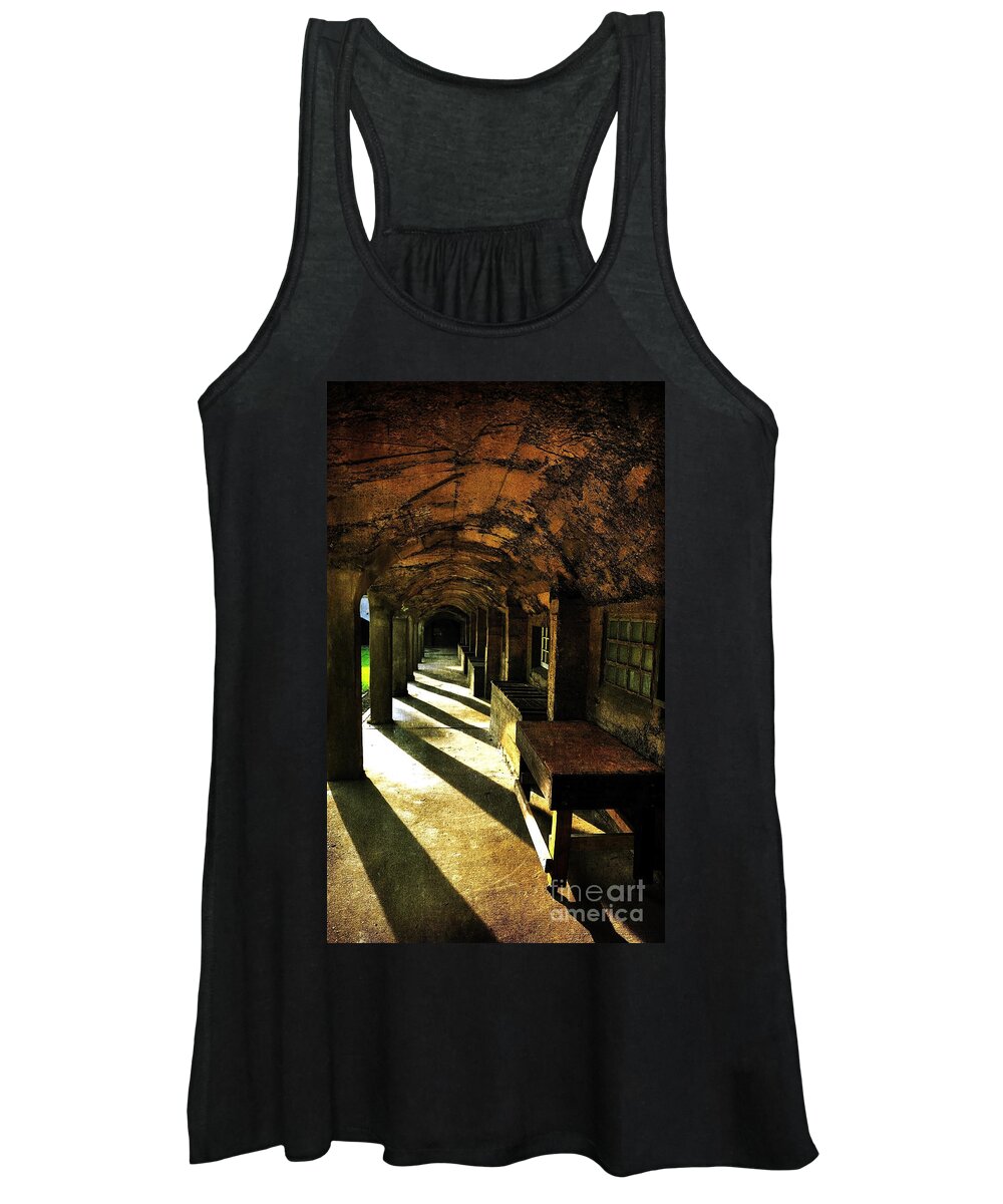 Moravian Pottery And Tile Works Women's Tank Top featuring the photograph Shadows and Arches I by Debra Fedchin