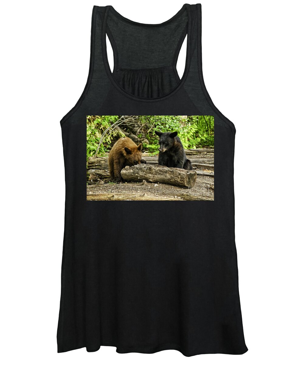 Bear Women's Tank Top featuring the photograph Sibling Lunch by Jan Killian