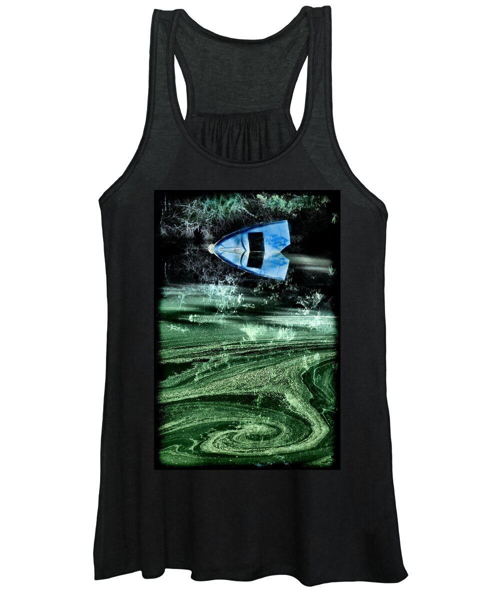 Boat Women's Tank Top featuring the photograph Sinking in a Marble Sea by Sally Bauer