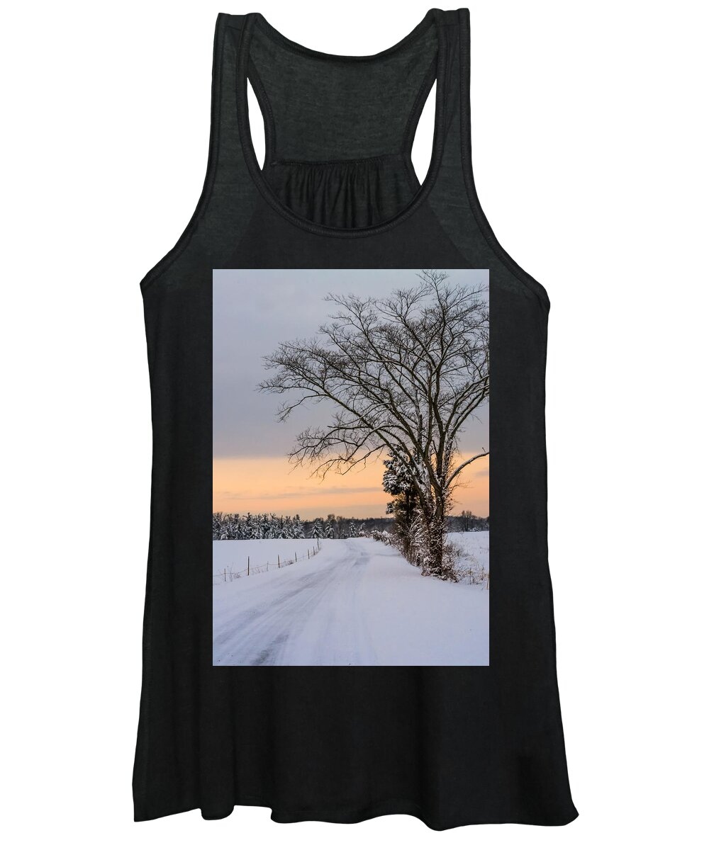 Snow Women's Tank Top featuring the photograph Snowy Country Road by Holden The Moment