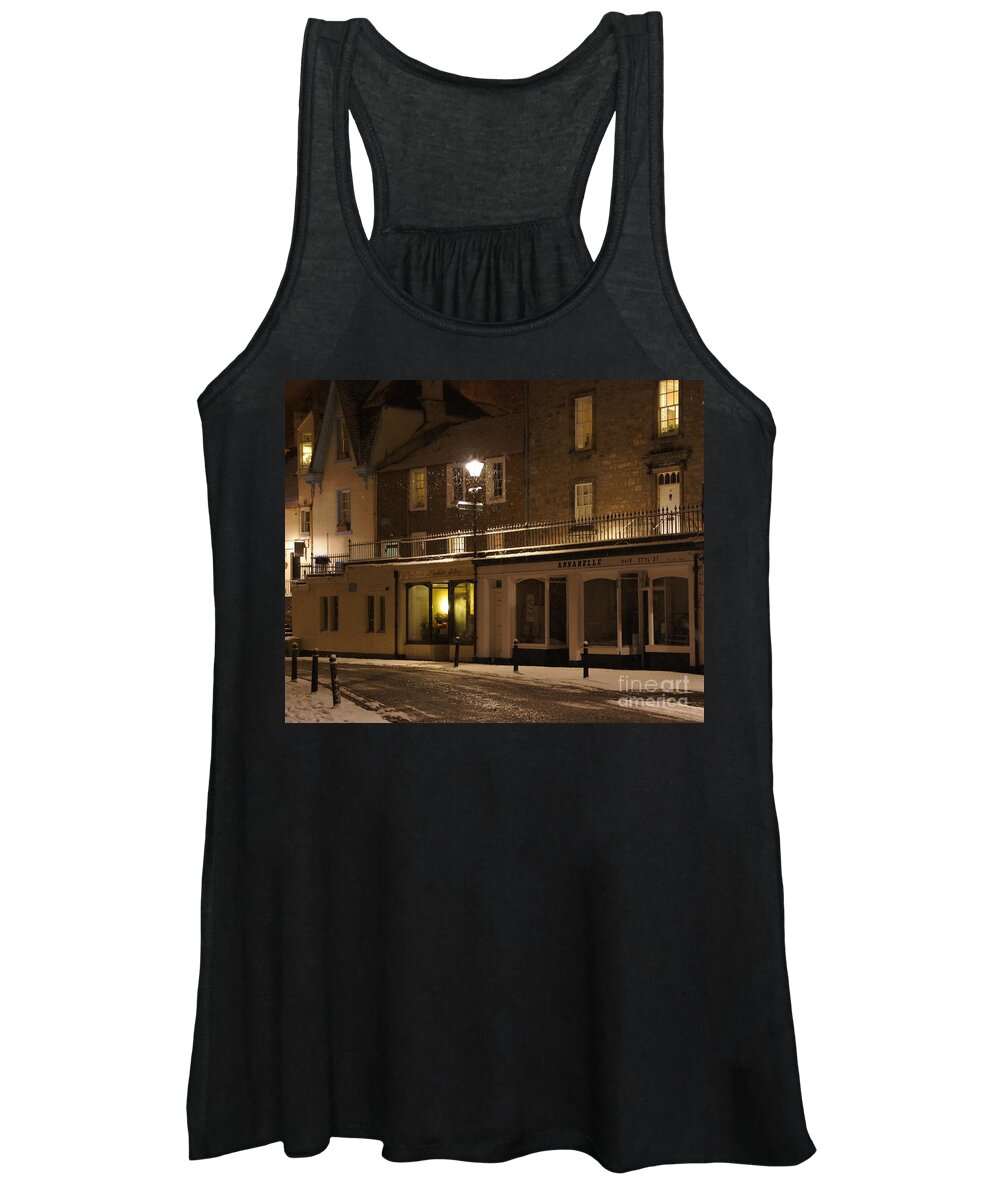South Queensferry Main Street Women's Tank Top featuring the photograph Snowy night by Elena Perelman