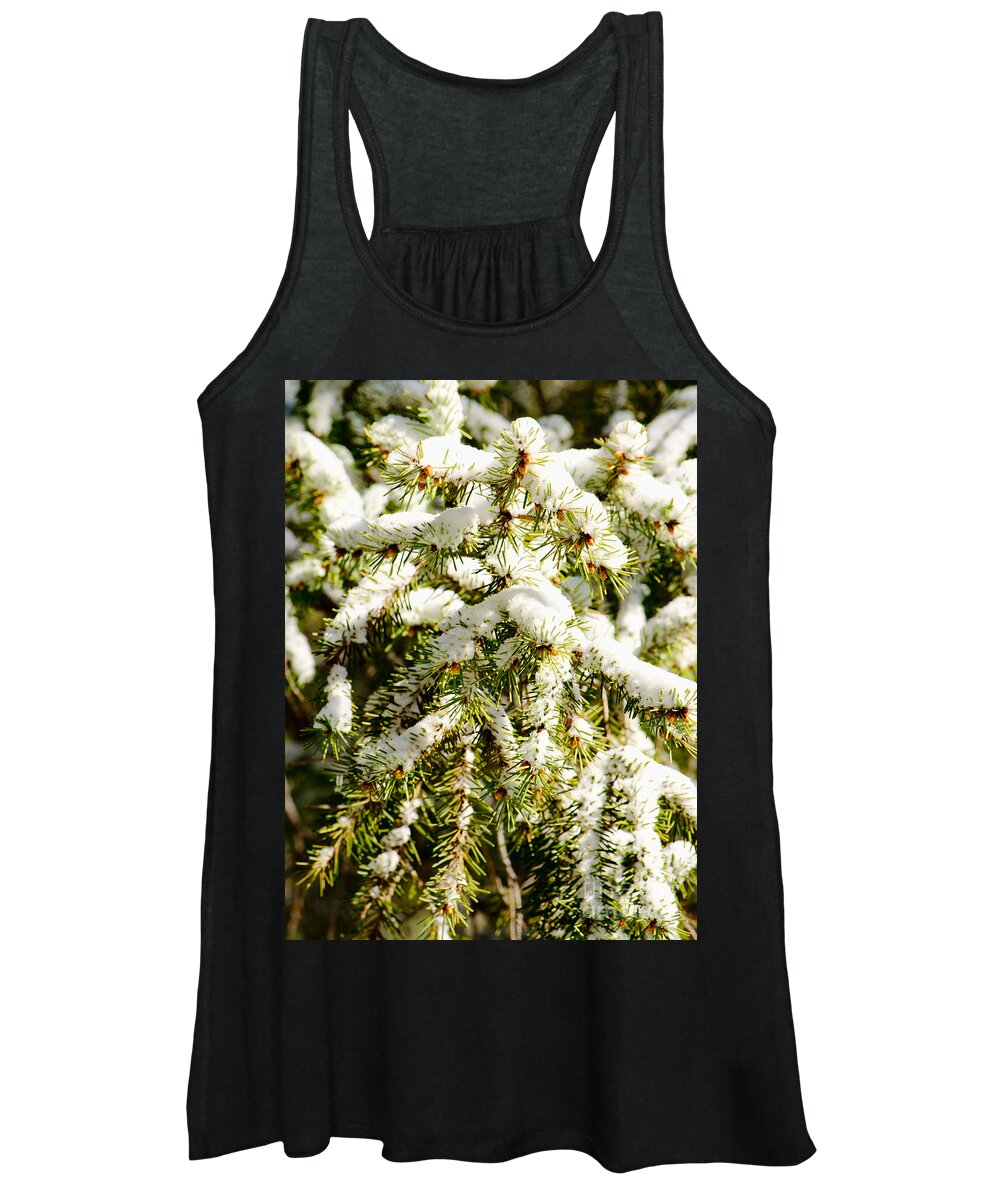 White Women's Tank Top featuring the photograph Snowy Pines by Donna Greene