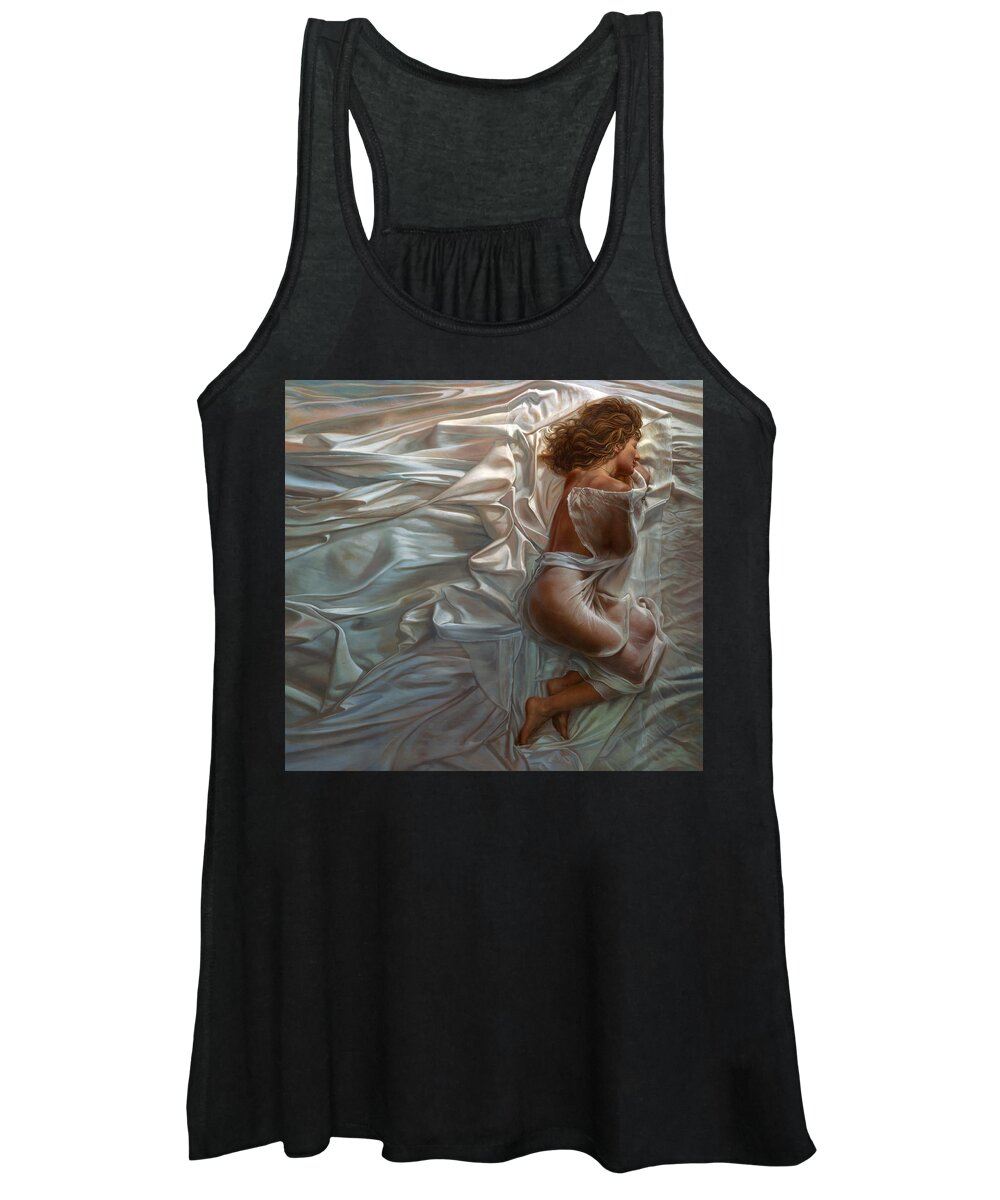 Portrait Women's Tank Top featuring the painting Sogni Dolci by Mia Tavonatti