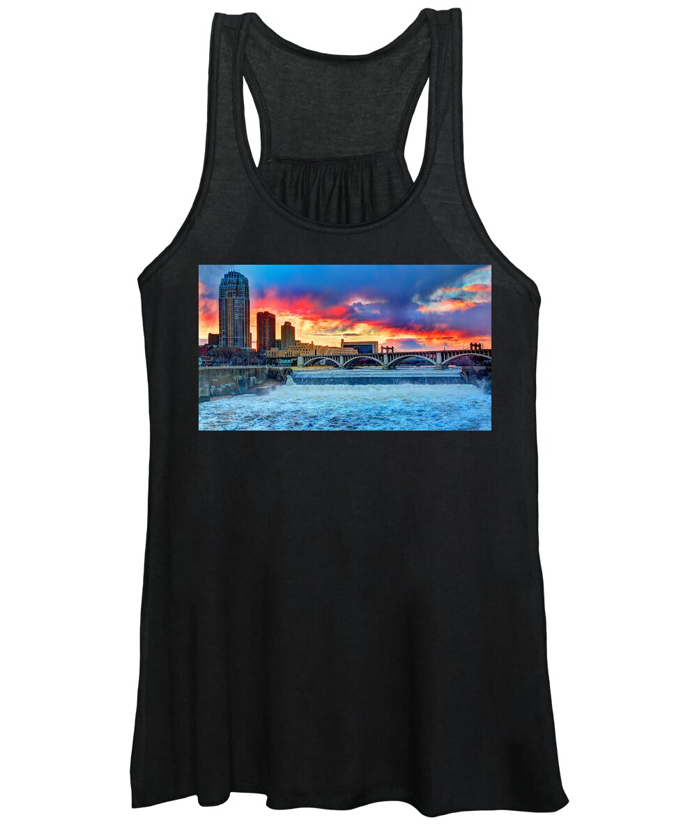 Saint Anthony Falls Women's Tank Top featuring the photograph Spring Melt on the Mississippi by Amanda Stadther