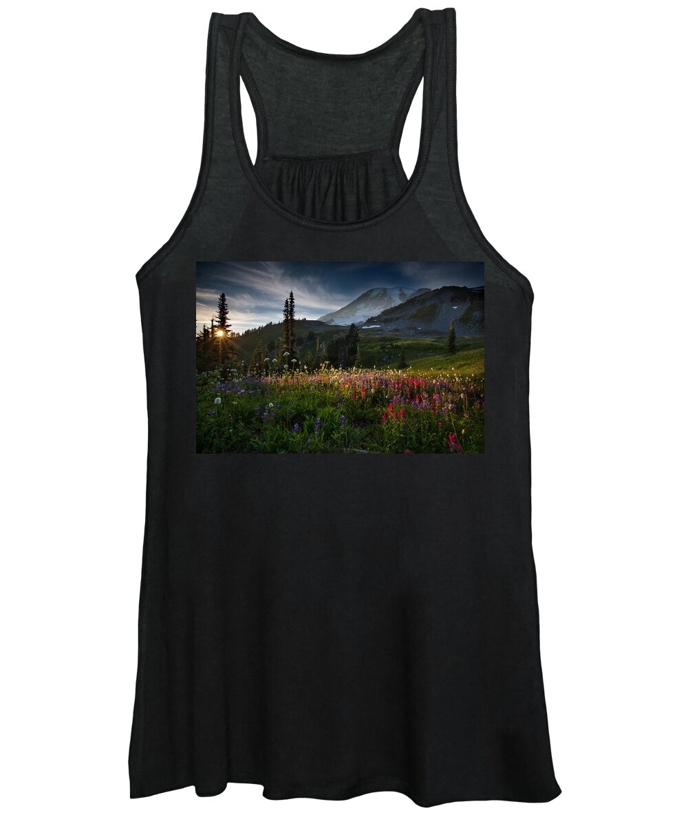 Mt. Ranier Women's Tank Top featuring the photograph Spring time at Mt. Rainier Washington by Larry Marshall