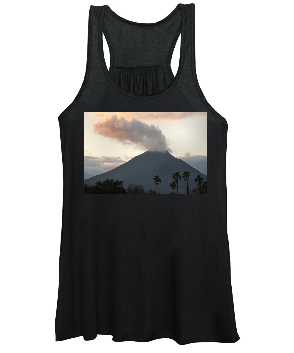 Kevin Schafer Women's Tank Top featuring the photograph Steaming Volcano At Sunset Mount by Kevin Schafer