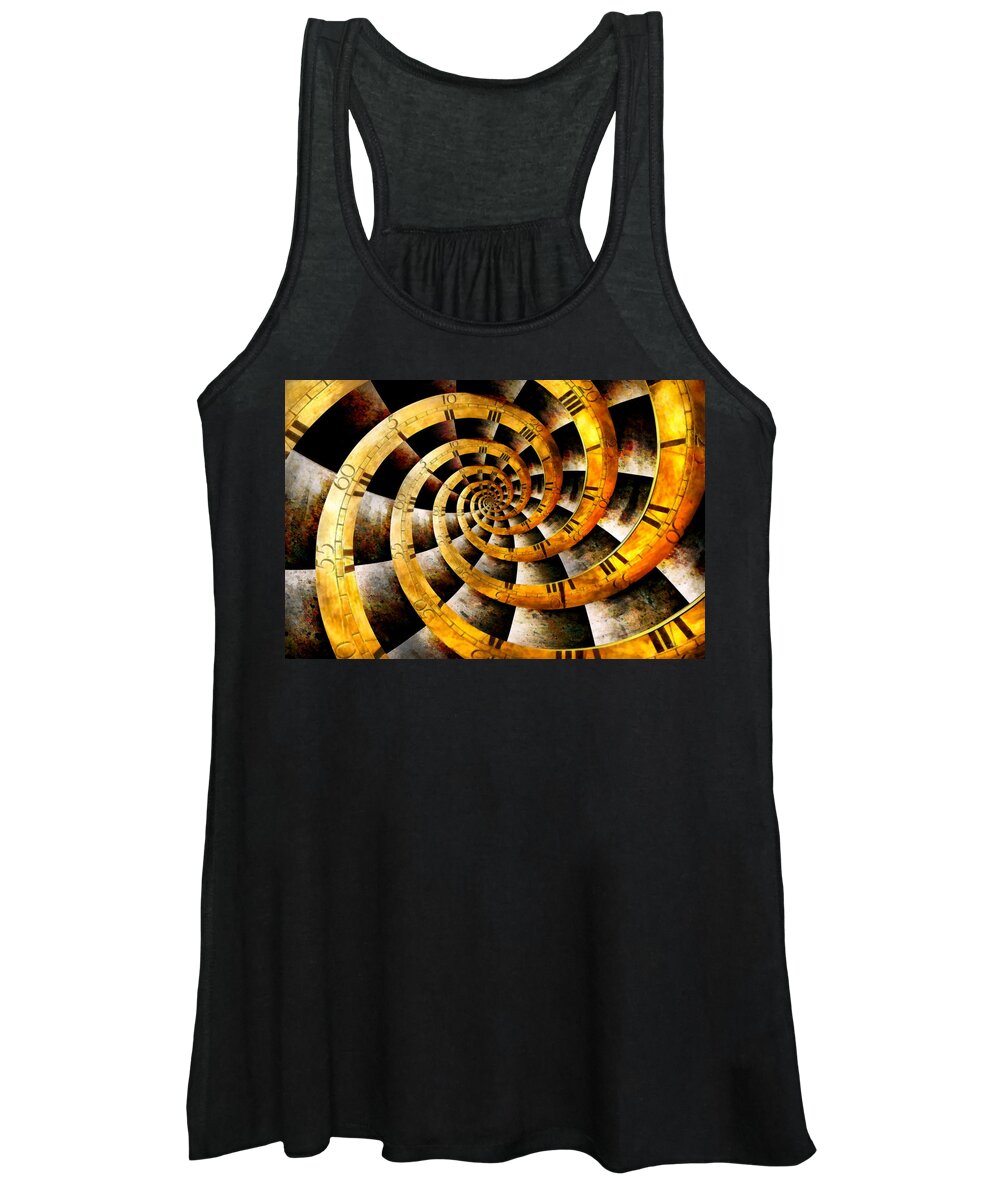 Steampunk Women's Tank Top featuring the photograph Steampunk - Clock - The flow of time by Mike Savad