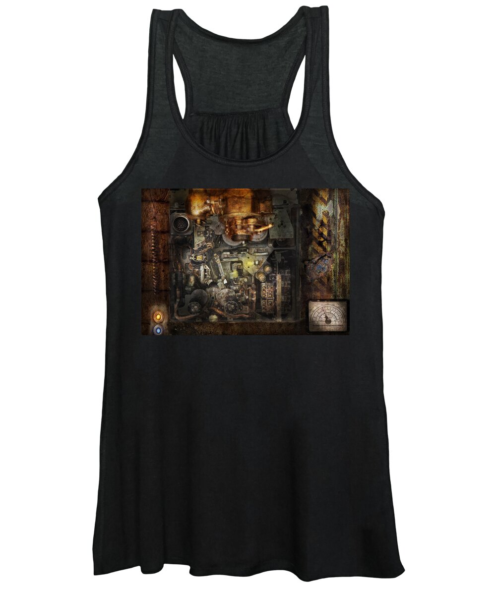 Hdr Women's Tank Top featuring the photograph Steampunk - The Turret Computer by Mike Savad