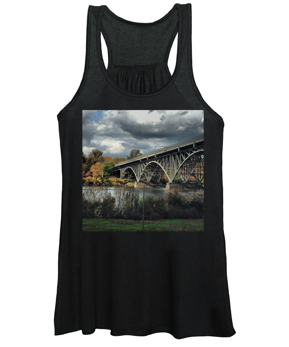 Bridge Women's Tank Top featuring the photograph Strawberry Mansion Bridge by Katie Cupcakes