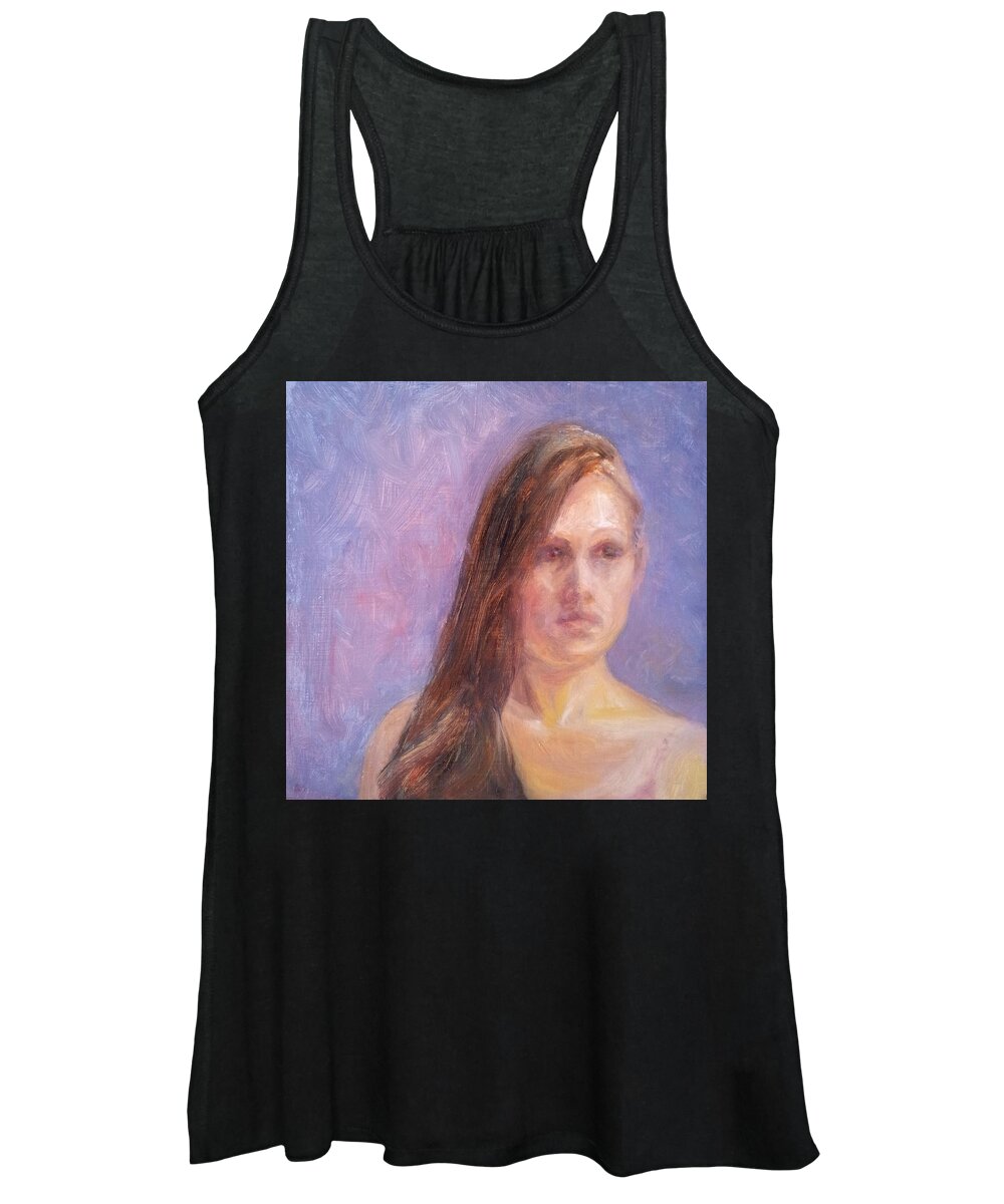 Portrait Women's Tank Top featuring the painting Strength and Beauty - Mariah by Quin Sweetman