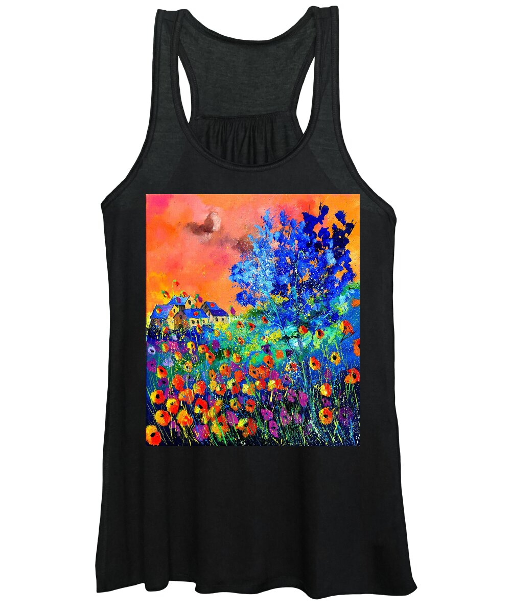 Landscape Women's Tank Top featuring the painting Summer 674160 by Pol Ledent