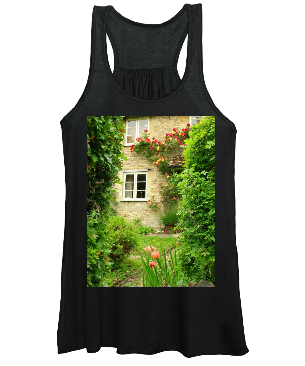 Lacock Women's Tank Top featuring the photograph Summer Cottage by Jessica Myscofski