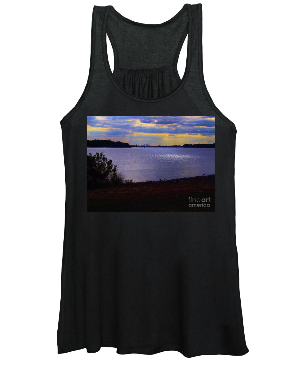 Delaware River Women's Tank Top featuring the photograph Sundown On a Cloudy Day by Robyn King