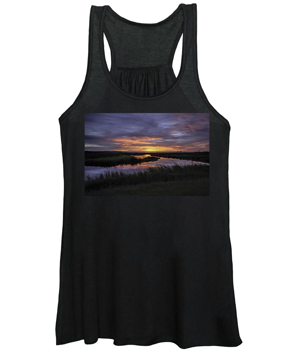 Palm Women's Tank Top featuring the digital art Sunrise on Lake Shelby by Michael Thomas
