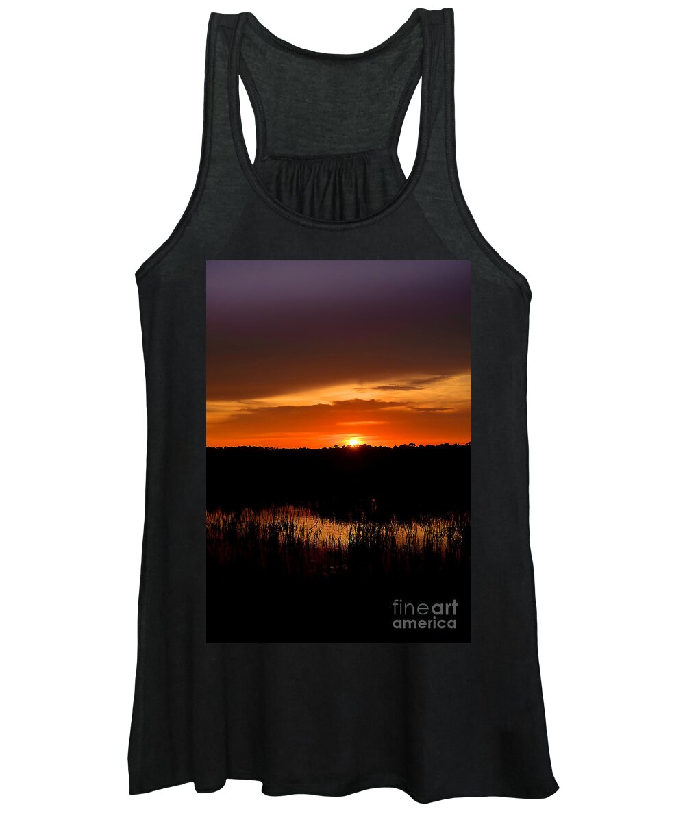 Sunset Women's Tank Top featuring the photograph Sunset From The Huntington Beach Causeway by Kathy Baccari