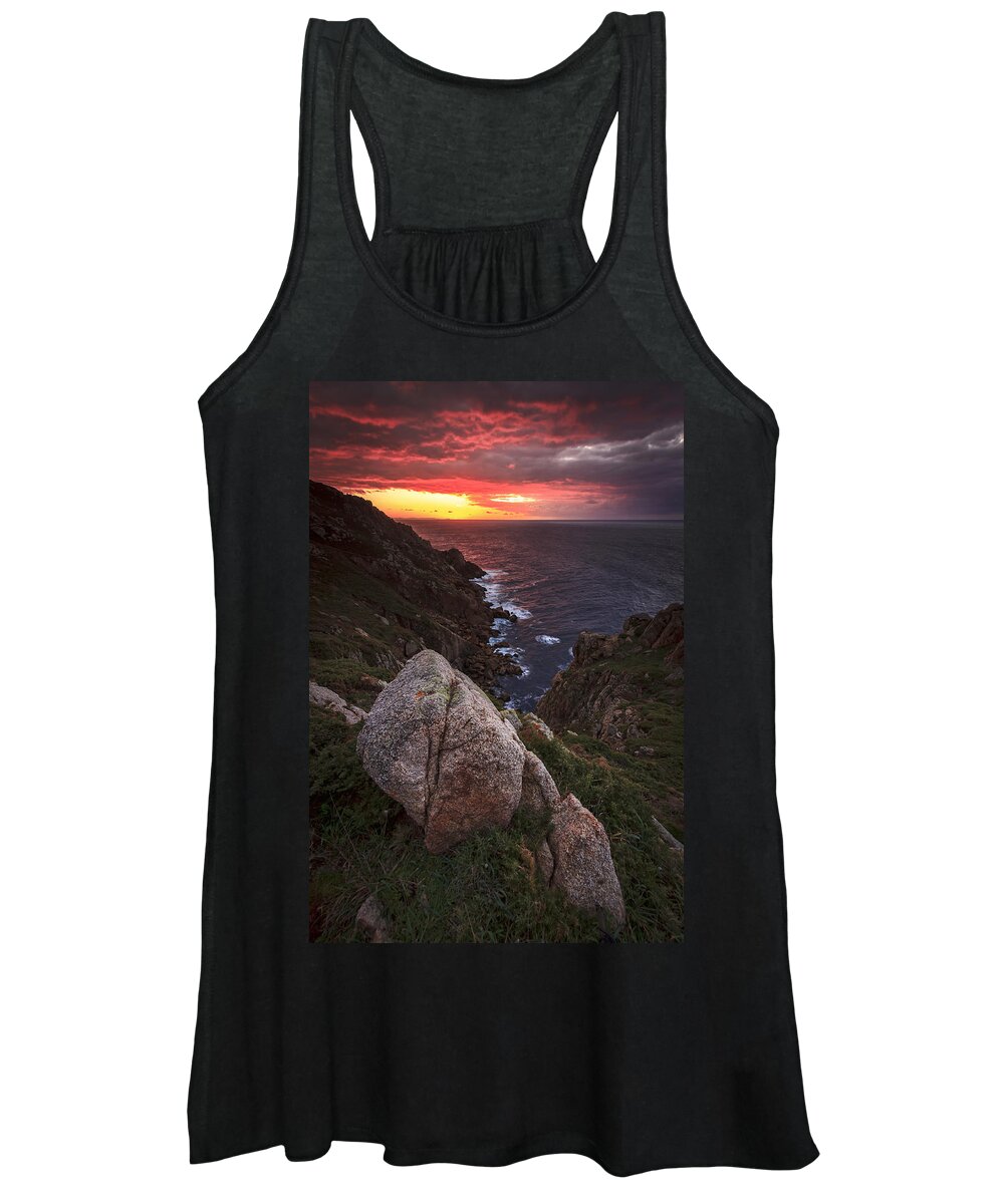Cliffs Women's Tank Top featuring the photograph Sunset on Cape Prior Galicia Spain by Pablo Avanzini