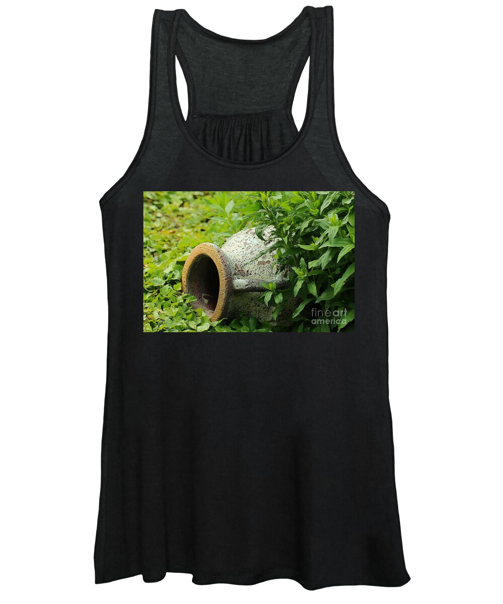 Nature Women's Tank Top featuring the photograph Terracotta vase in the green by Amanda Mohler