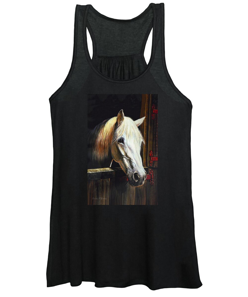 White Horse Women's Tank Top featuring the photograph The Beauty Of A White Horse by Sandi OReilly