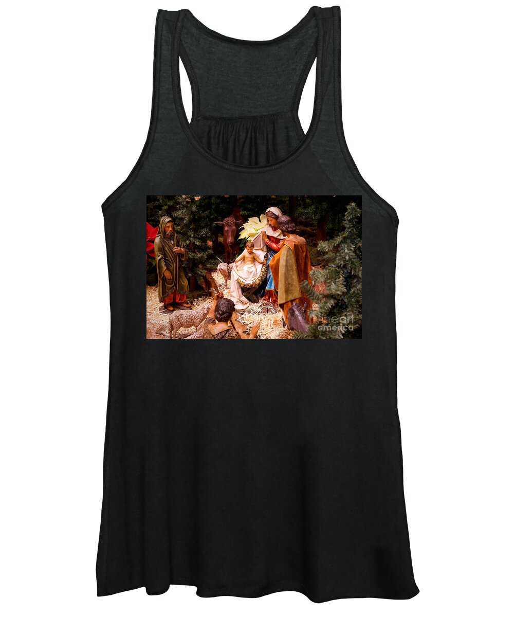 Christmas Cards Women's Tank Top featuring the photograph The Christmas Creche at Holy Name Cathedral - Chicago by Frank J Casella