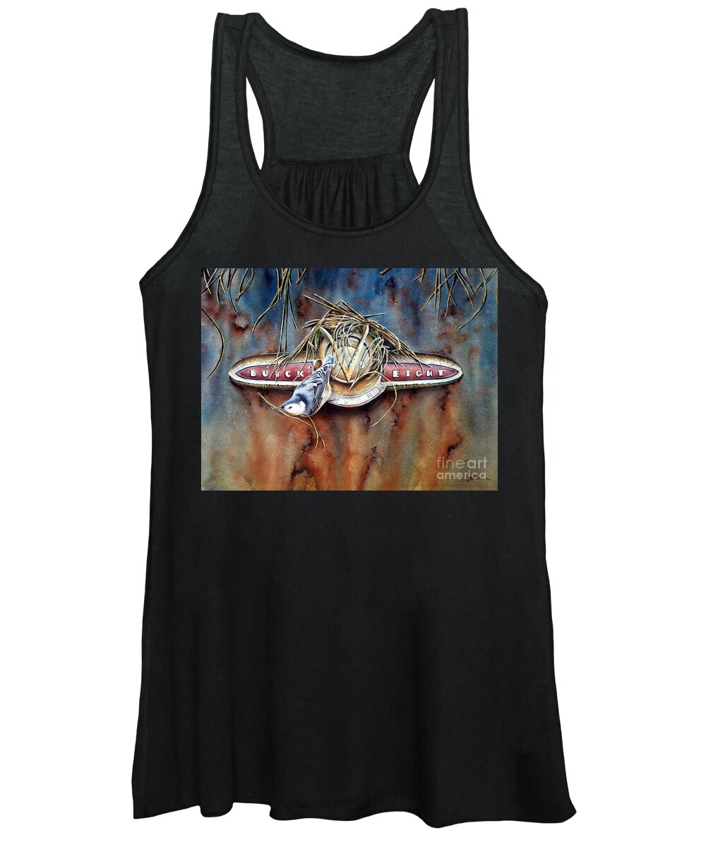 Nuthatch Women's Tank Top featuring the painting The Collector by Greg and Linda Halom