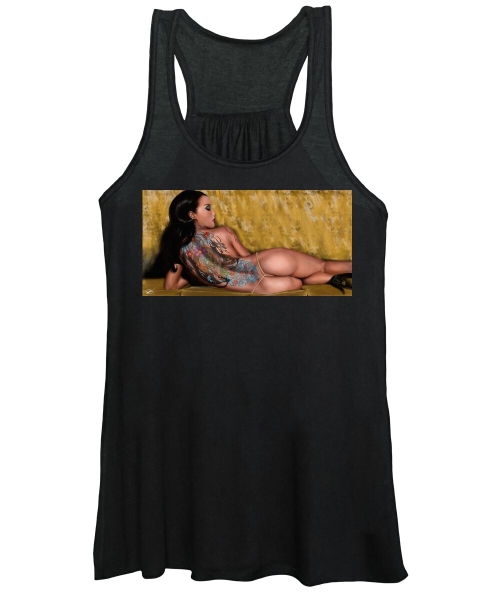 Dragon Women's Tank Top featuring the painting The Dragon by Pete Tapang