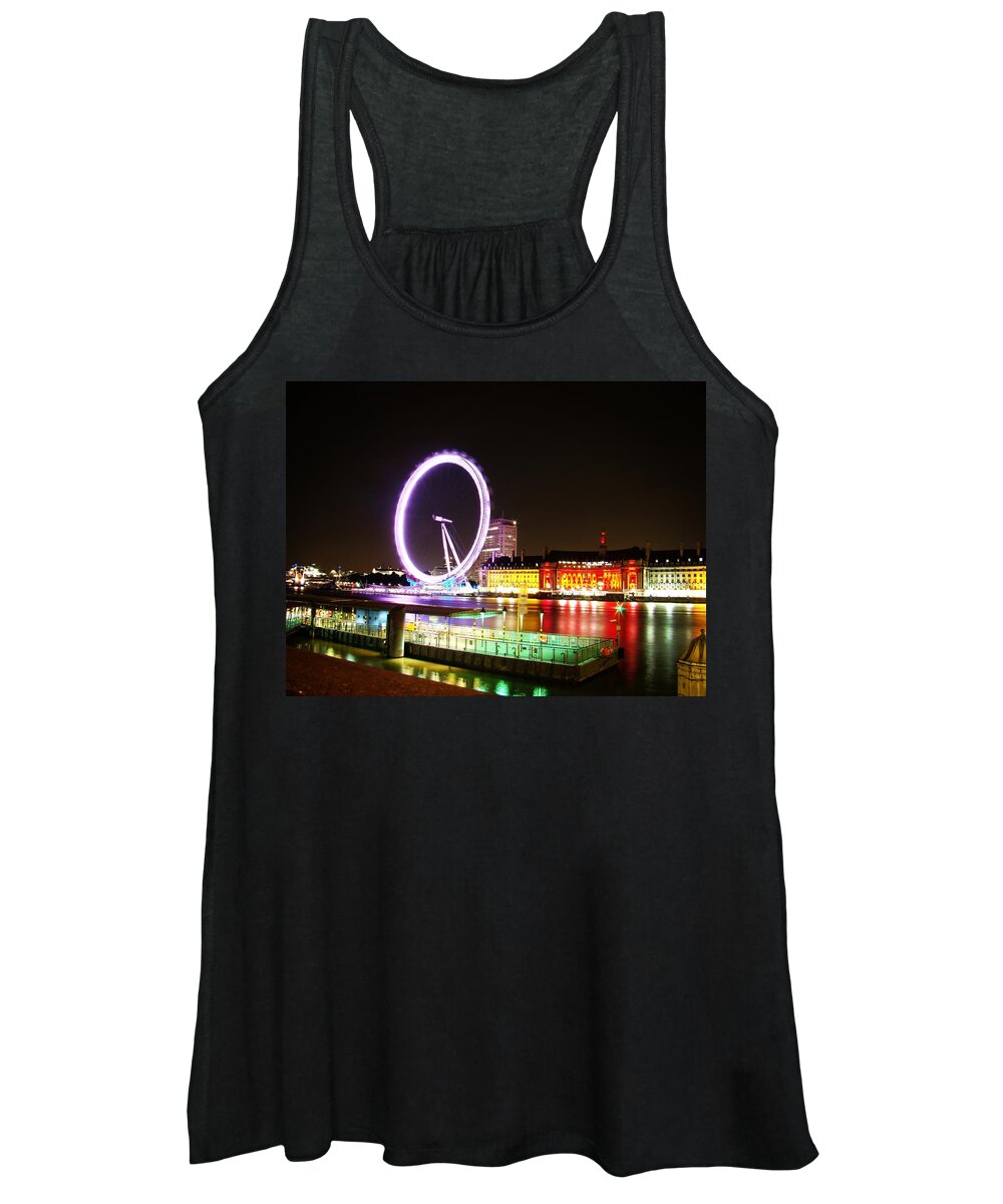 The London Eye Women's Tank Top featuring the photograph The Eye in Colors by Zinvolle Art