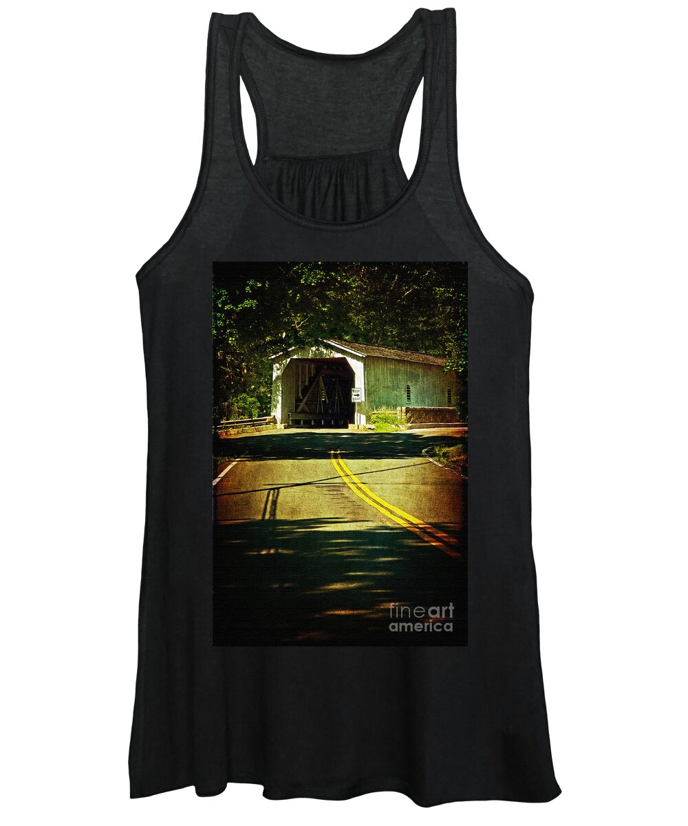 Historic Women's Tank Top featuring the photograph The Green Sergeants Covered Bridge by Debra Fedchin