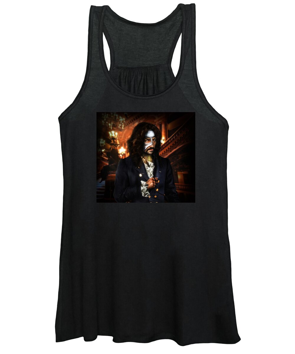 Phantom Of The Opera Women's Tank Top featuring the digital art The Phantom of the Opera by Alessandro Della Pietra