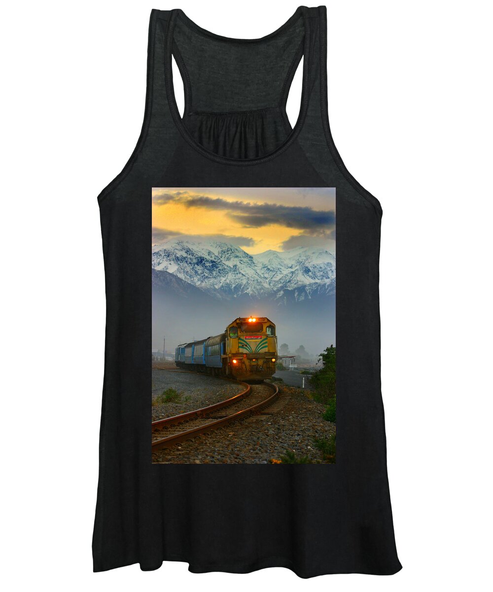 Exotic Rail Women's Tank Top featuring the photograph The Southerner Train New Zealand by Amanda Stadther