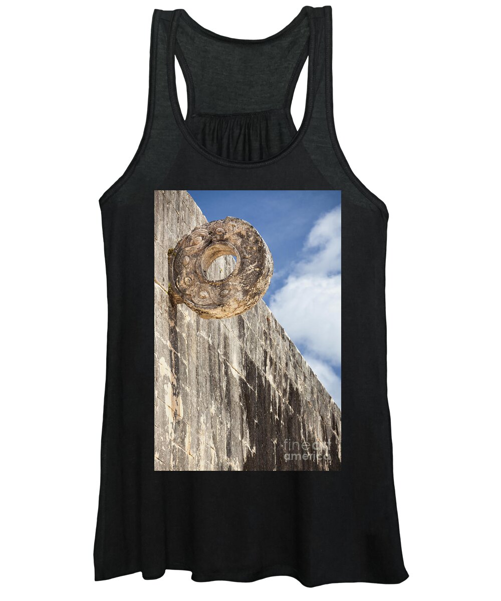 Art And Craft Women's Tank Top featuring the photograph The Stone Ring at the Great Mayan Ball Court Of Chichen Itza by Bryan Mullennix