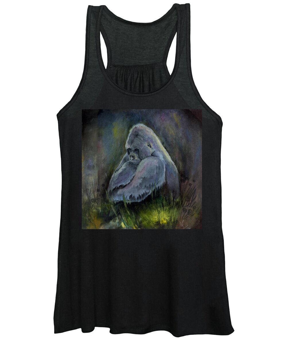 Portrait Women's Tank Top featuring the painting The Thinker by Norman Klein