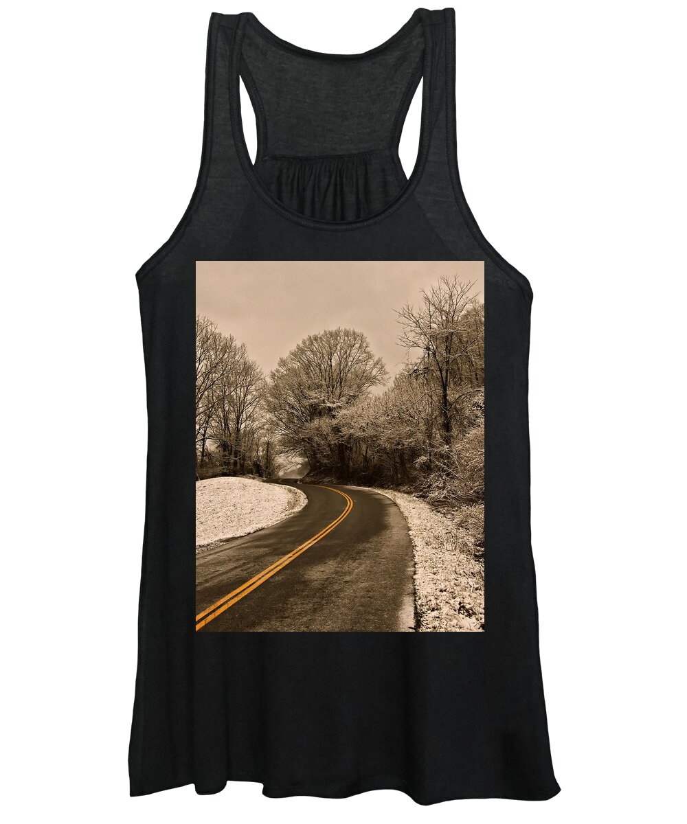 Images Women's Tank Top featuring the photograph The Twisted Road by Flees Photos