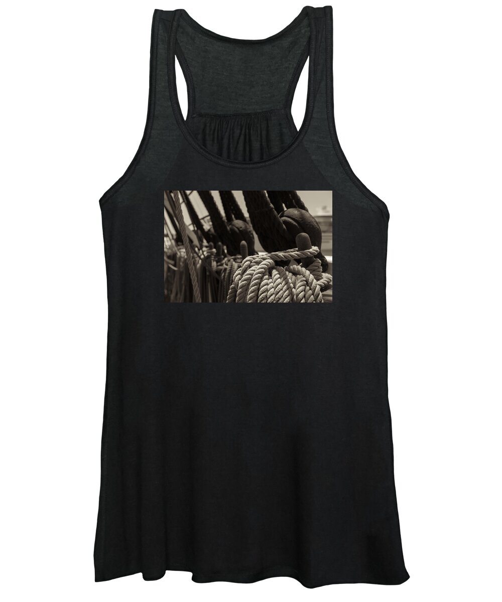 Splice Women's Tank Top featuring the photograph Tied Up black and White sepia by Scott Campbell