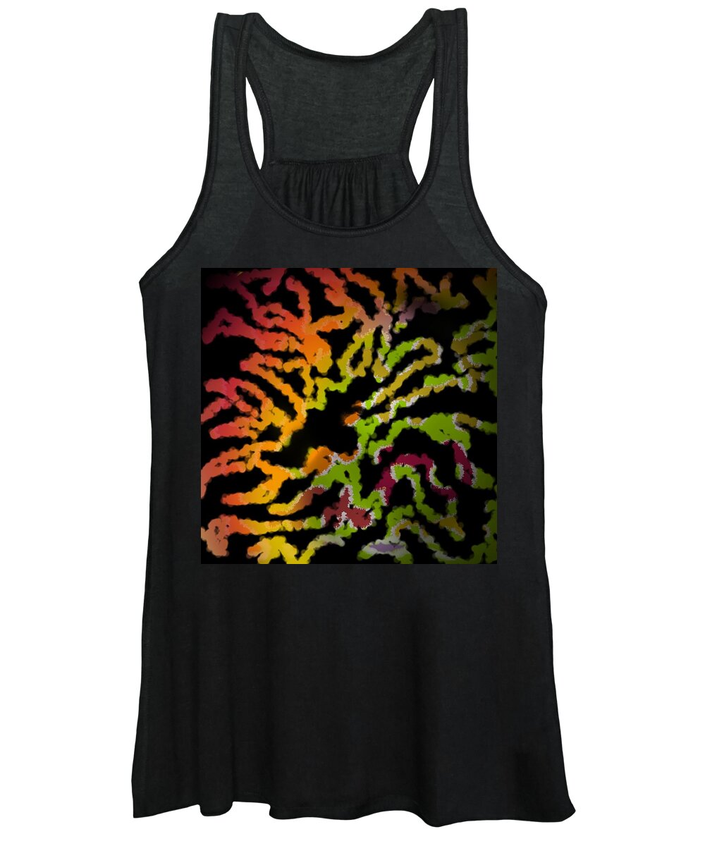 Abstract Women's Tank Top featuring the digital art Tiger action by Christine Fournier