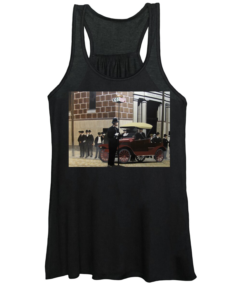 Streetscapes Women's Tank Top featuring the painting Toronto Traffic Cop 1912 by Kenneth M Kirsch