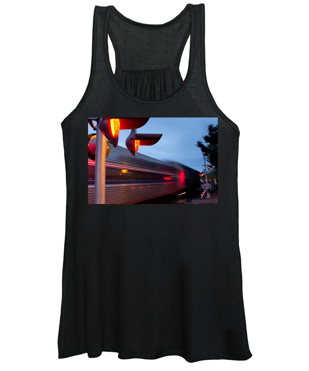 Block Women's Tank Top featuring the photograph Train Crossing Road by Kyle Lee