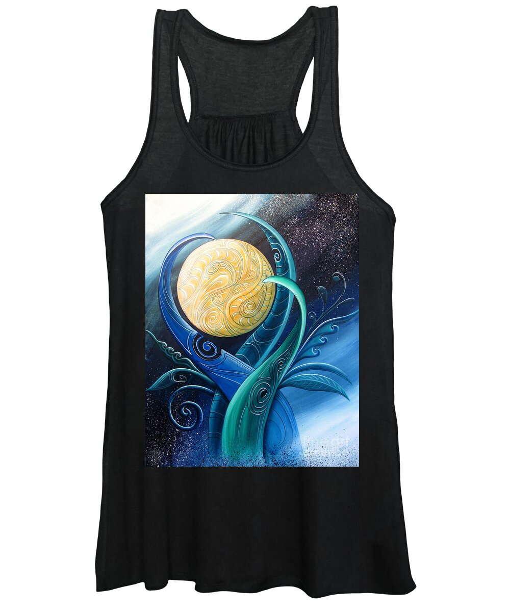 Harvest Moon Women's Tank Top featuring the painting Tribal Moon by Reina Cottier
