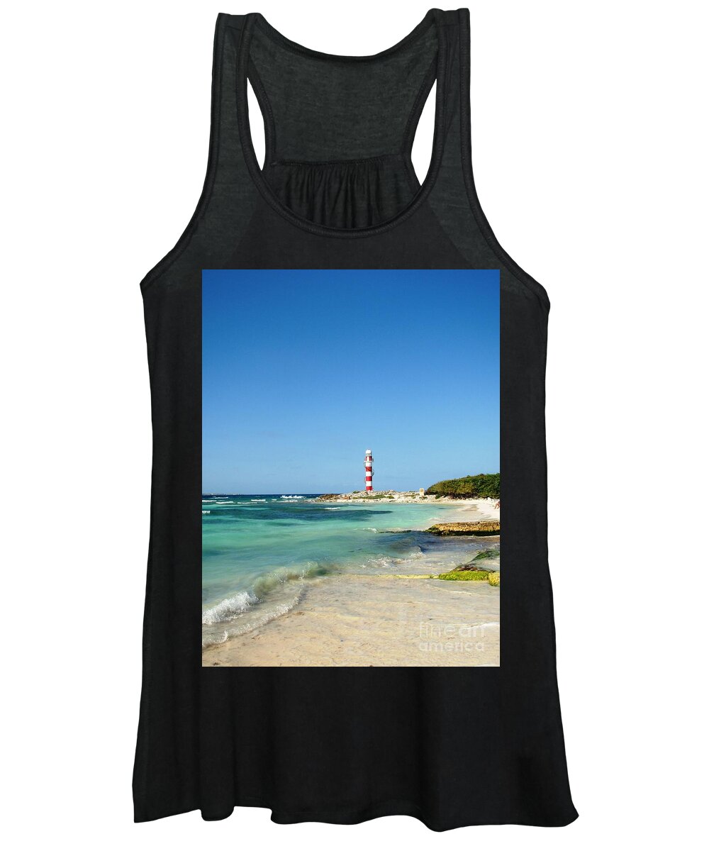 Tropical Women's Tank Top featuring the photograph Tropical Seascape with Lighthouse by Cristina Stefan