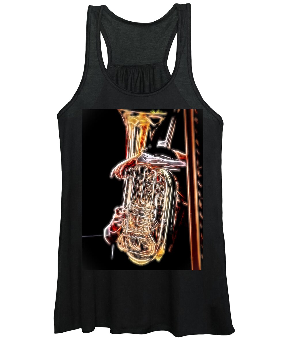 Tuba Women's Tank Top featuring the photograph Tuba Player by Ron Roberts