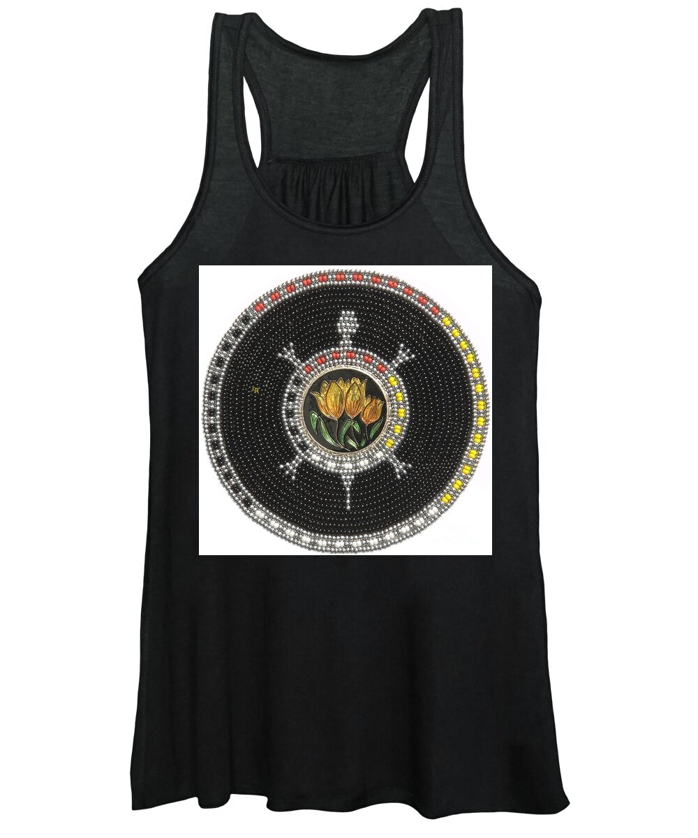 Beads Women's Tank Top featuring the mixed media Tulip Turtle by Douglas Limon