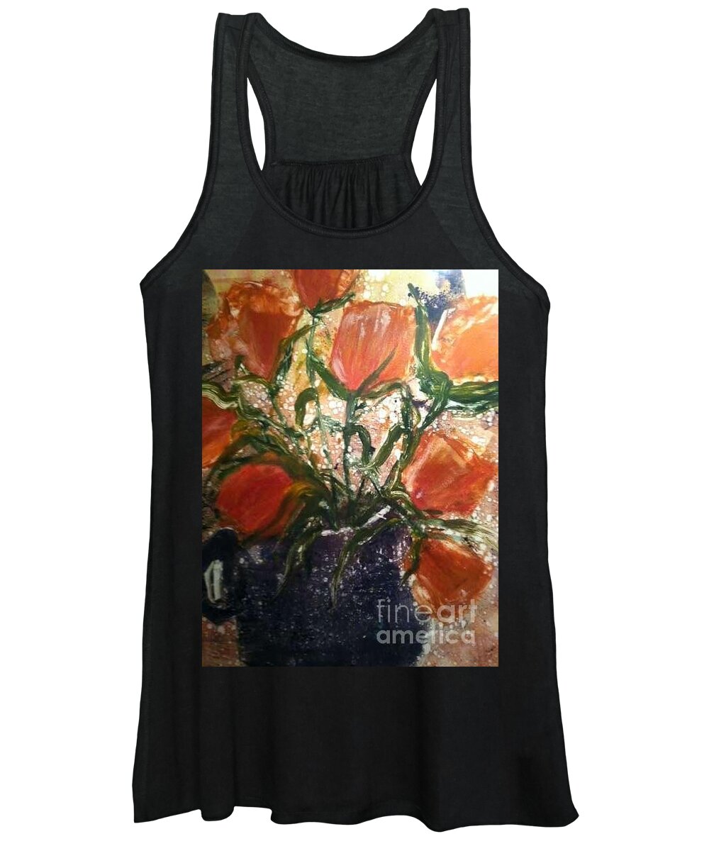  Women's Tank Top featuring the painting Tulips in Vase by Sherry Harradence