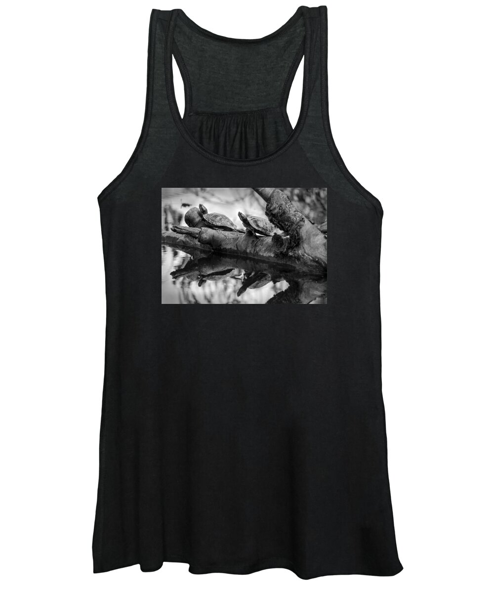Turtles Women's Tank Top featuring the photograph Turtle BFFs BW By Denise Dube by Denise Dube