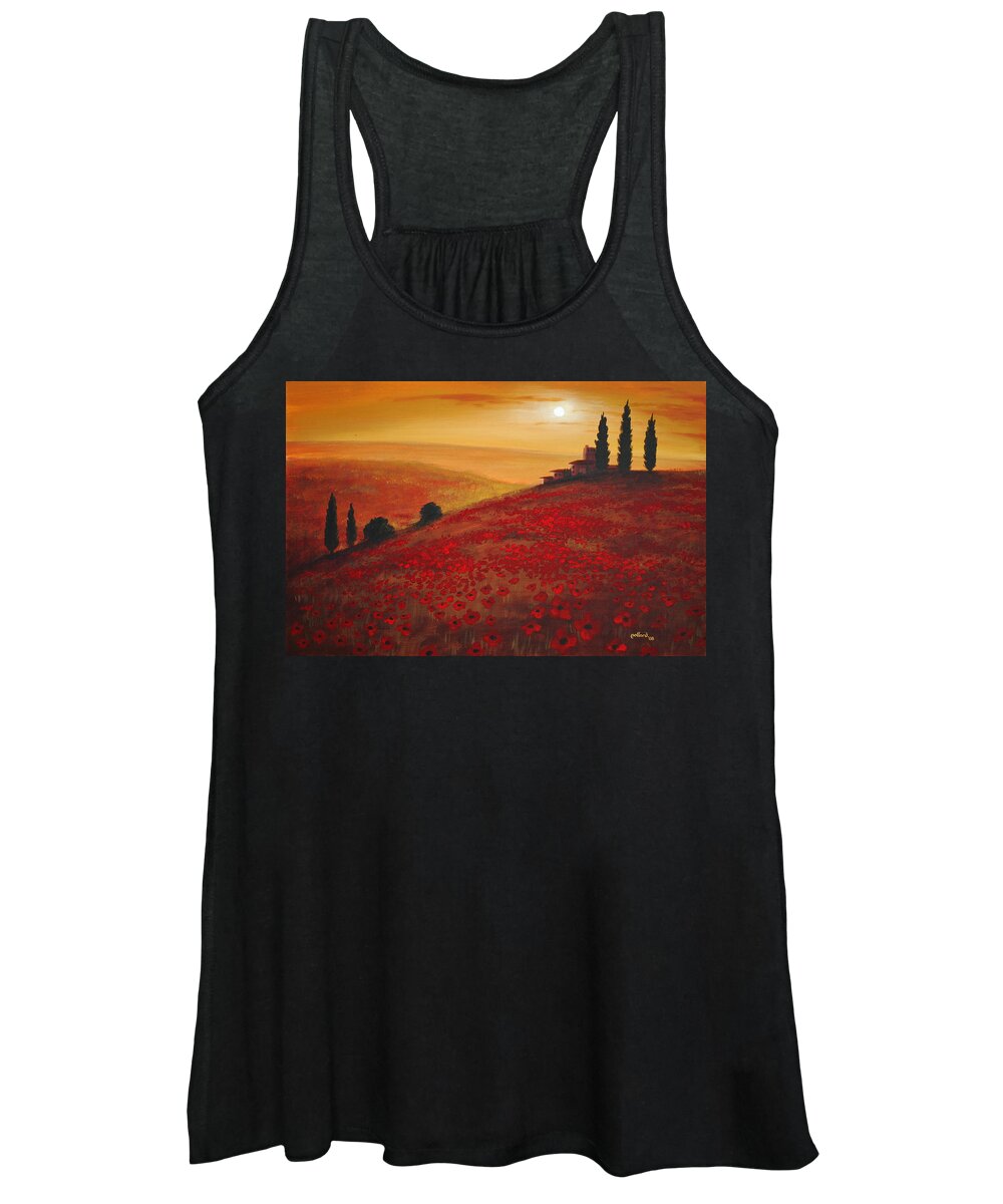 Poppies Women's Tank Top featuring the painting Tuscan Sunset by Glenn Pollard