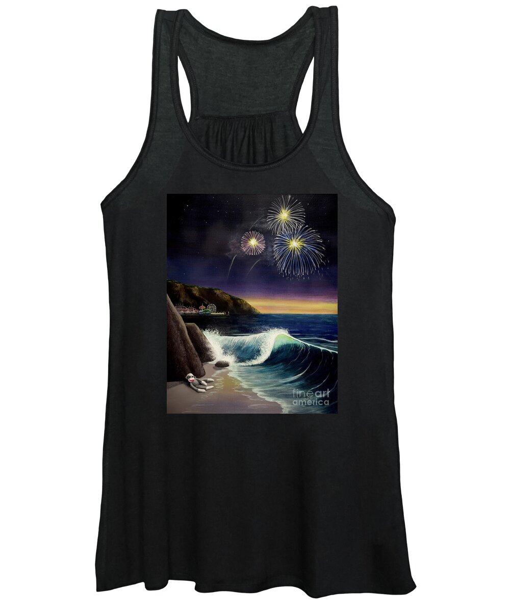 Amusement Pier Women's Tank Top featuring the painting Twilight's Last Gleaming by Jack Malloch